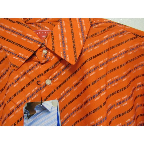 NBA York Knicks Size 2XL Button Up Dress Shirt Orange by Headmaster Designer - Picture 3 of 4